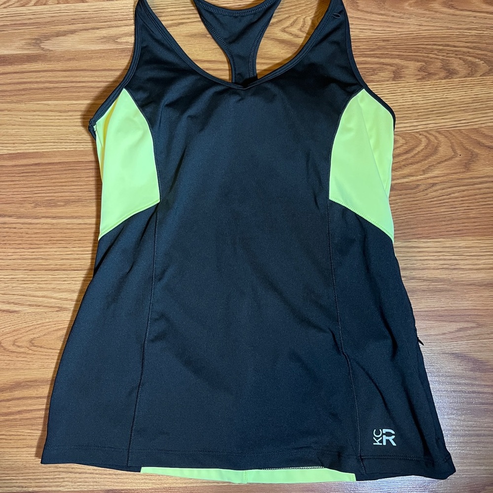 Kenneth Cole Reaction Black and Neon Green Tank Top